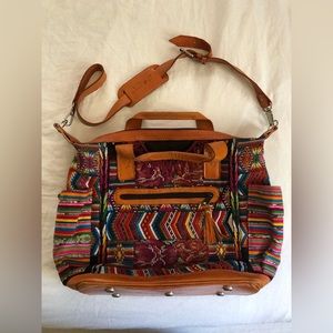 Nena & Co Large Artisan Leather and Woven Convertible Day Bag